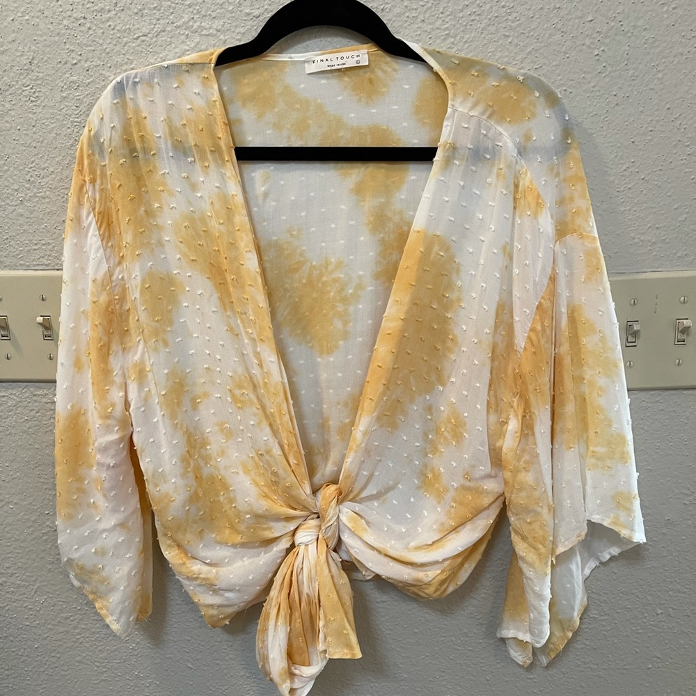 Final Touch Front Tie Crop Blouse